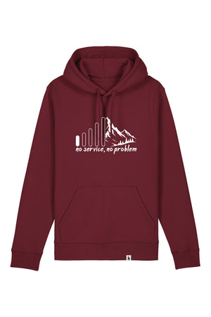 Hanorac unisex Drum, print No service, Burgundy - față