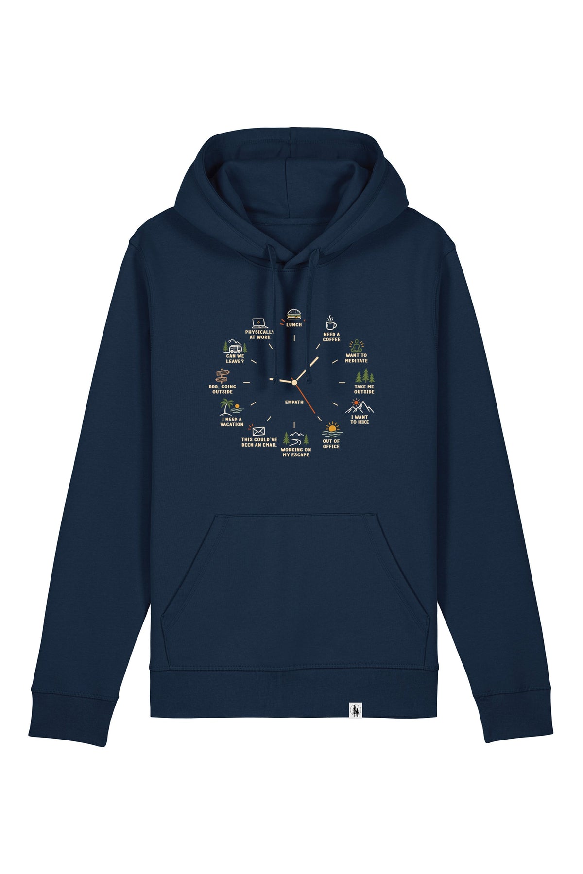 Hanorac unisex Drum, print Time to, French Navy - față