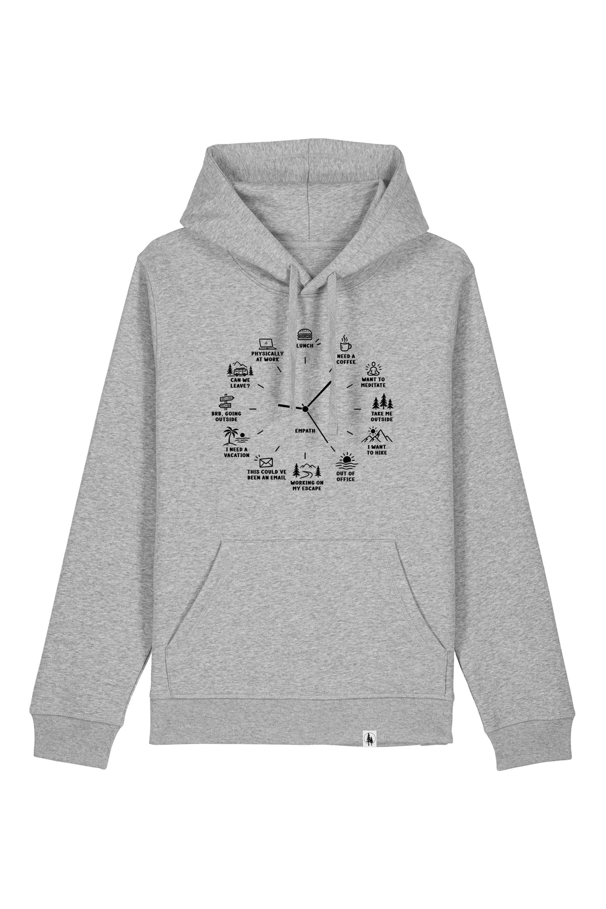 Hanorac unisex Drum, print Time to, Heather Grey - față