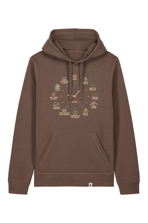 Hanorac unisex Drum, print Time to, Mocha - față