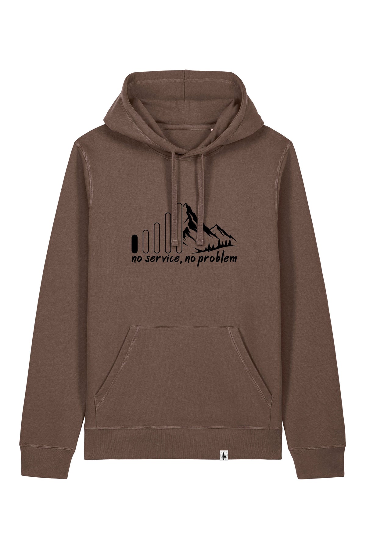 Hanorac unisex Drum, print No service, Mocha - față