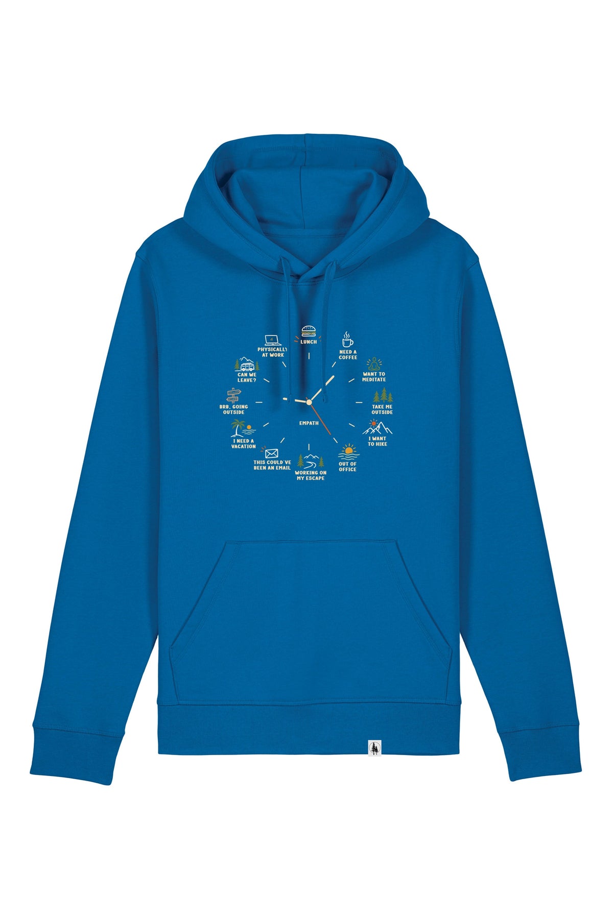 Hanorac unisex Drum, print Time to, Royal Blue - față