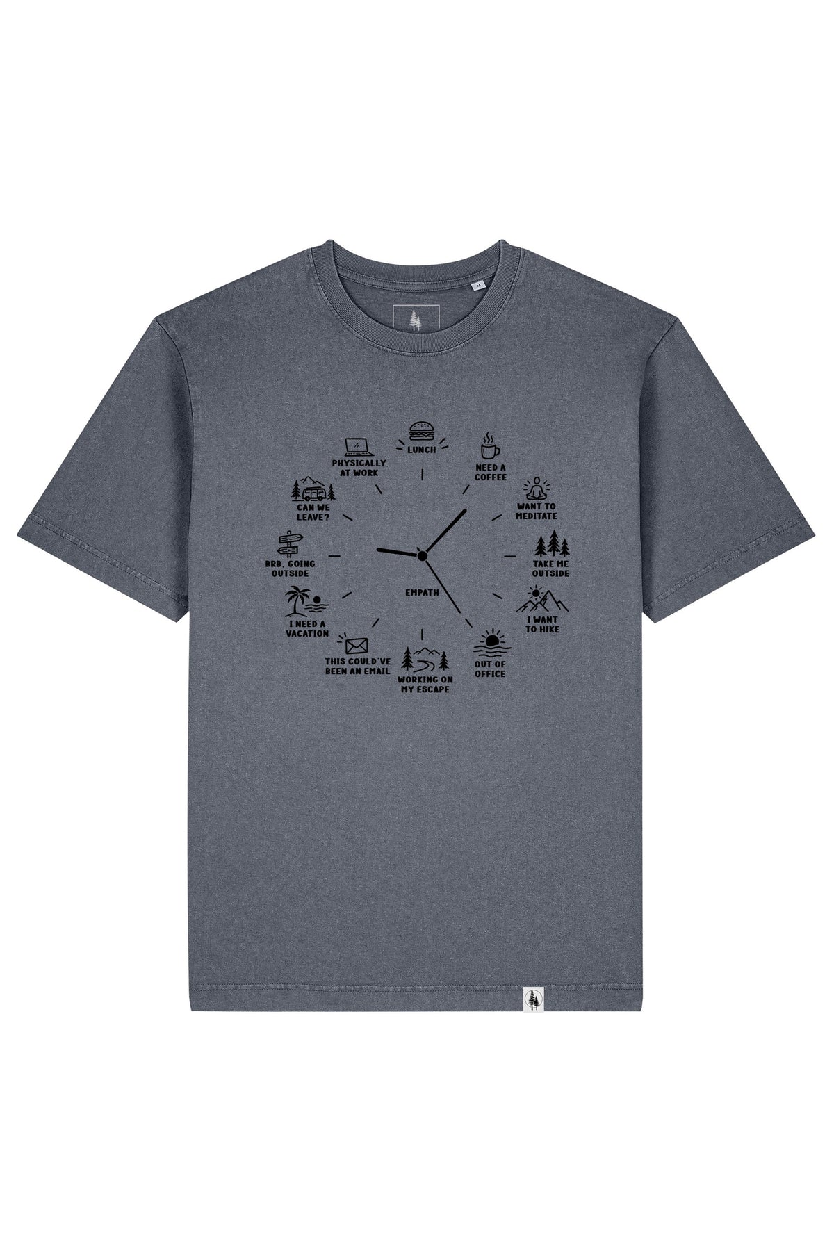 Tricou Friz Vintage print Time to G. Dyed Anthracite - fata