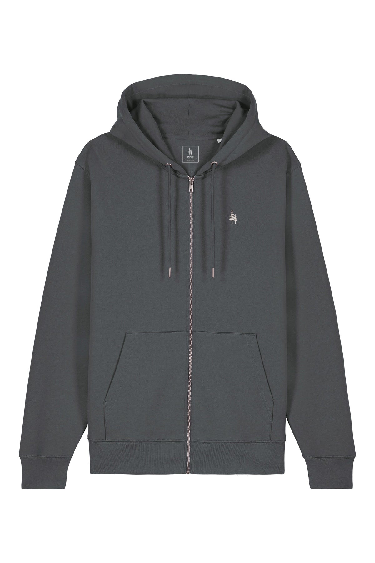 Hanorac premium cu fermoar Korin, Logo Brodat – Anthracite – față