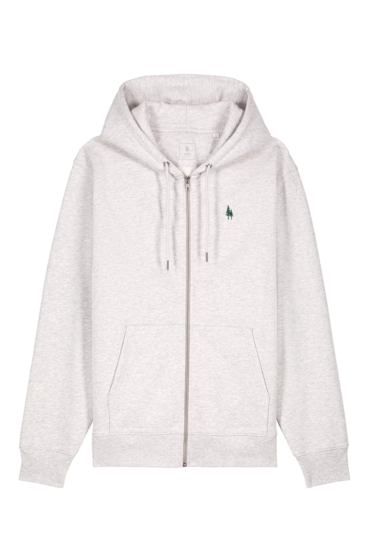 Hanorac premium cu fermoar Korin, Logo Brodat – Cool Heather Grey – față