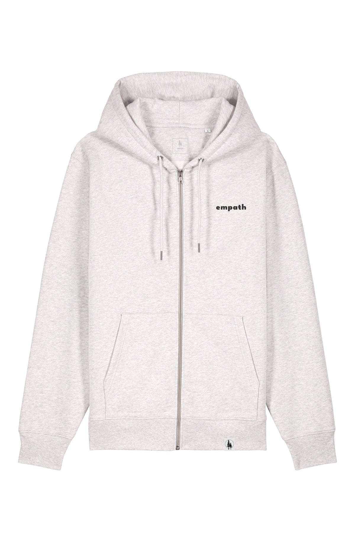 Hanorac premium cu fermoar Korin, print Not all those who wander are lost, Cool Heather Grey - față