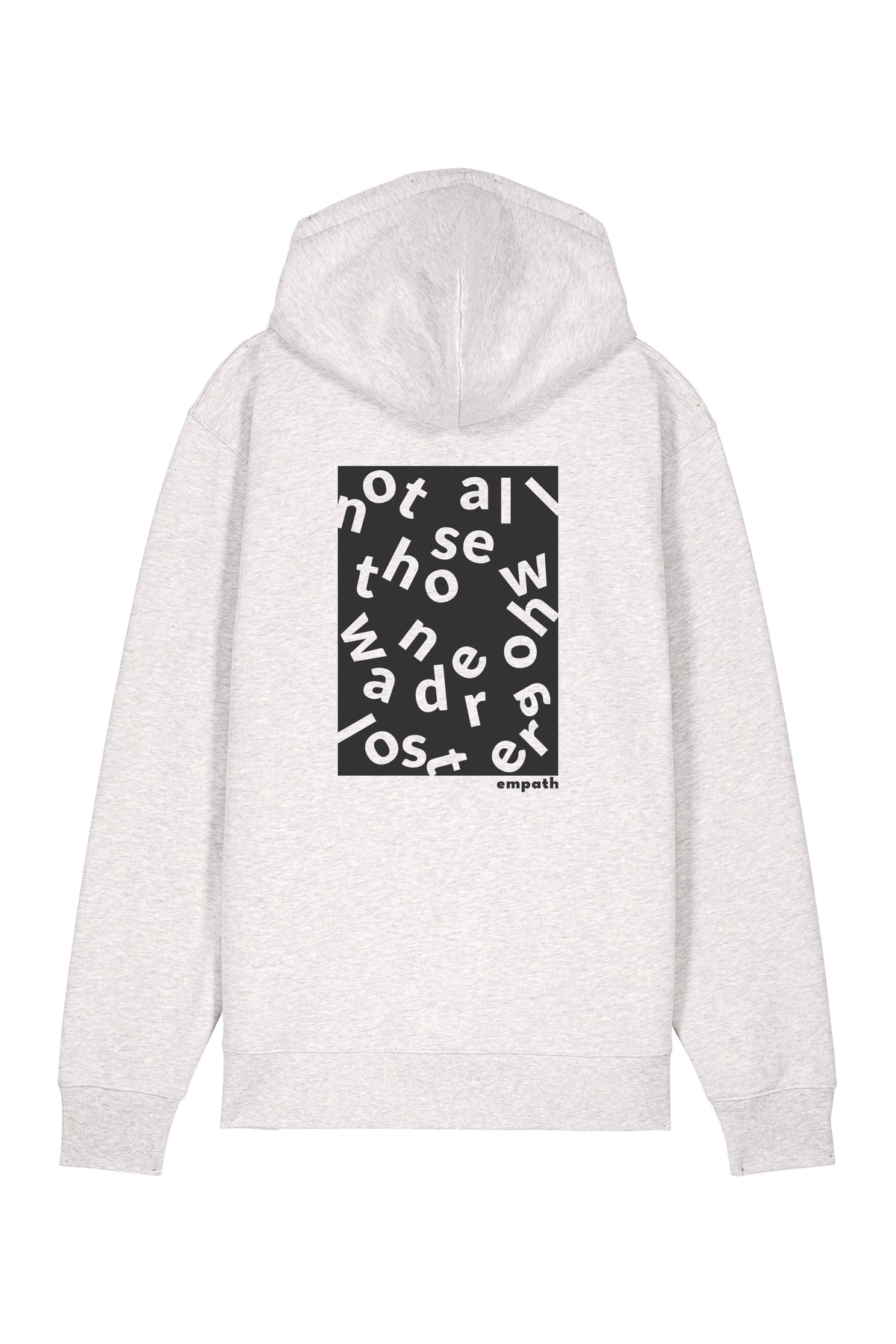 Hanorac premium cu fermoar Korin, print Not all those who wander are lost, Cool Heather Grey - spate