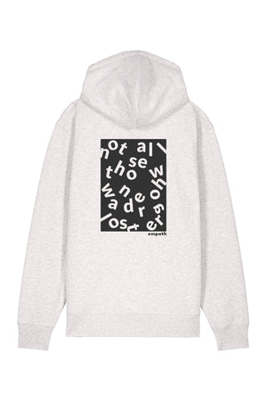 Hanorac premium cu fermoar Korin, print Not all those who wander are lost, Cool Heather Grey - spate