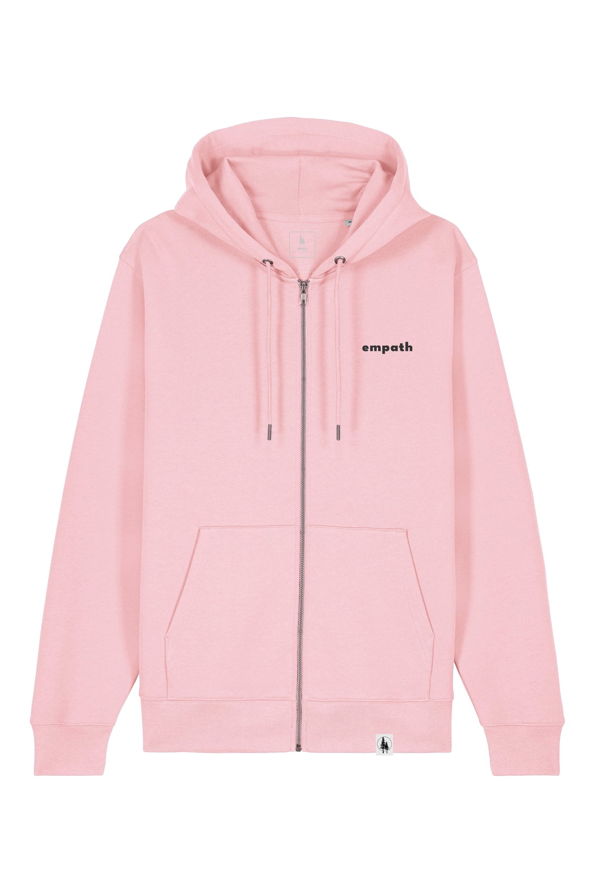 Hanorac premium cu fermoar Korin, print Not all those who wander are lost, Cotton Pink - față