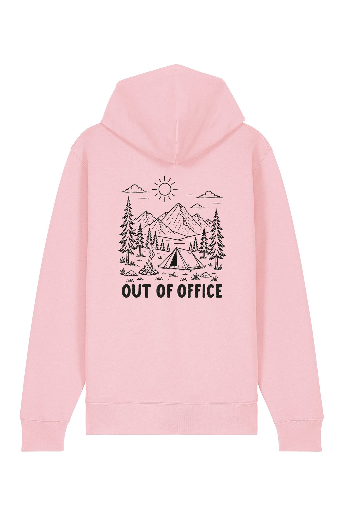 Hanorac premium cu fermoar Korin, print Out of office, Cotton Pink - spate