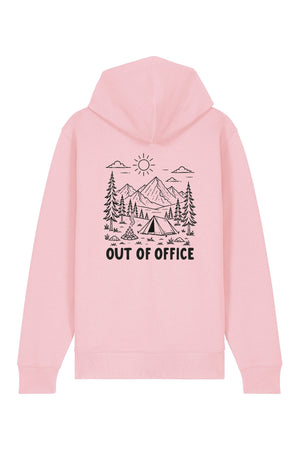 Hanorac premium cu fermoar Korin, print Out of office, Cotton Pink - spate