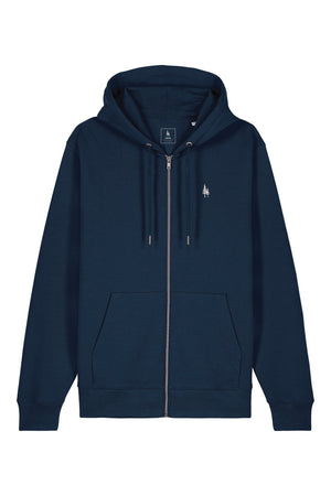 Hanorac premium cu fermoar Korin, Logo Brodat – Navy – față