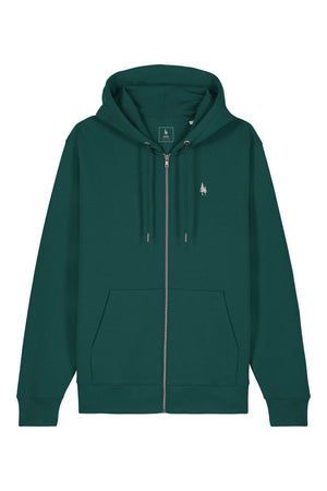 Hanorac premium cu fermoar Korin, Logo Brodat – Glazed Green – față