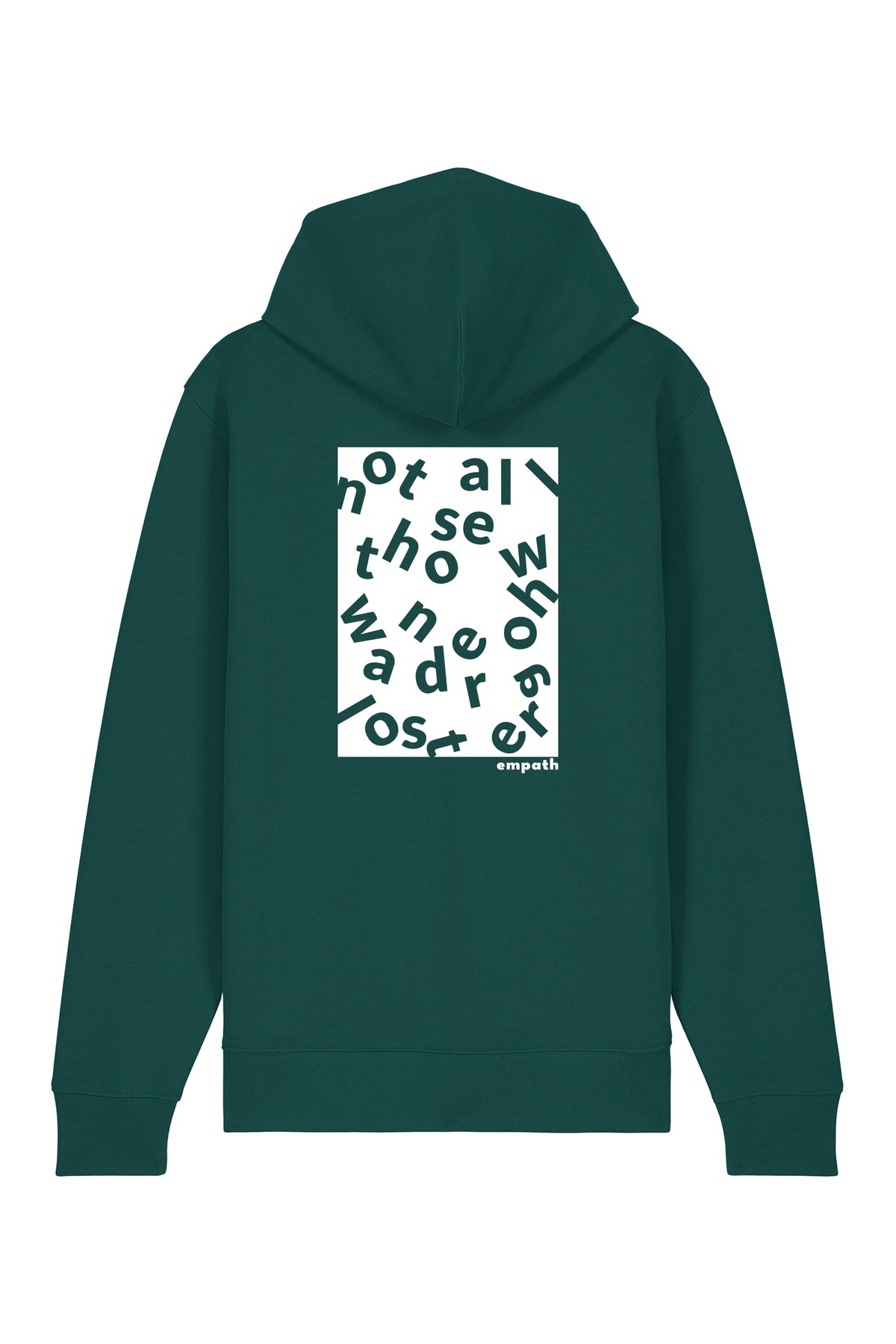 Hanorac premium cu fermoar Korin, print Not all those who wander are lost, Glazed Green - spate