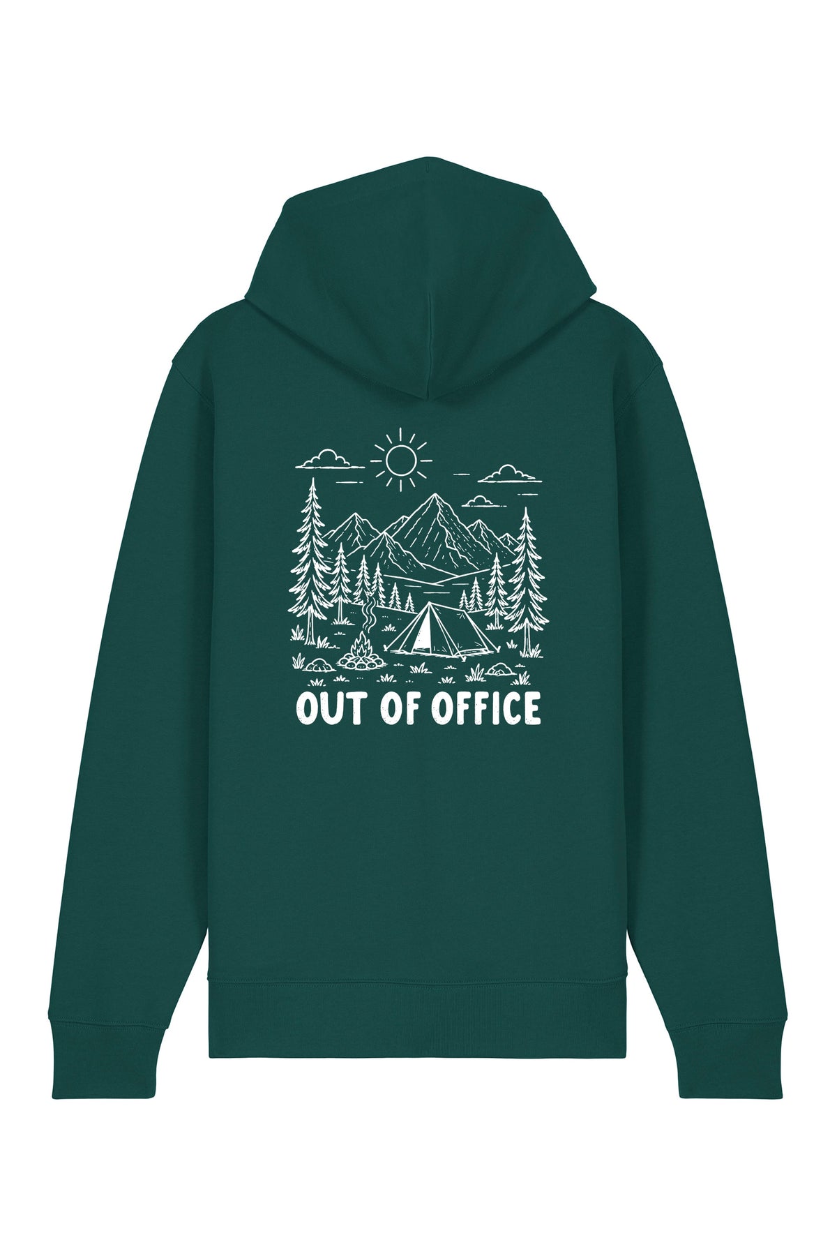 Hanorac premium cu fermoar Korin, print Out of office, Glazed Green - spate