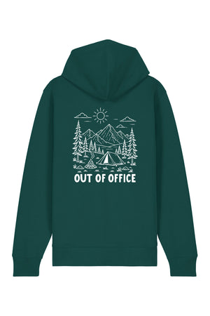 Hanorac premium cu fermoar Korin, print Out of office, Glazed Green - spate