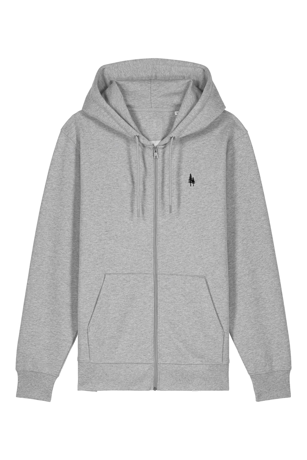 Hanorac premium cu fermoar Korin, Logo Brodat – Heather Grey – față