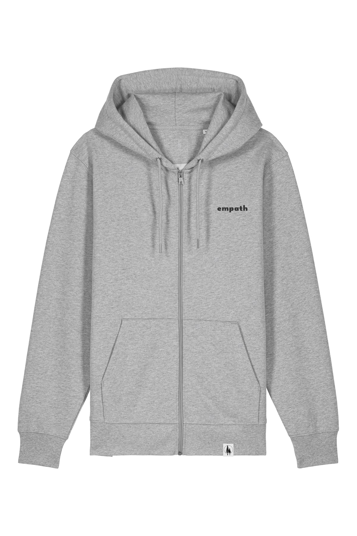 Hanorac premium cu fermoar Korin, print Not all those who wander are lost, Heather Grey - față