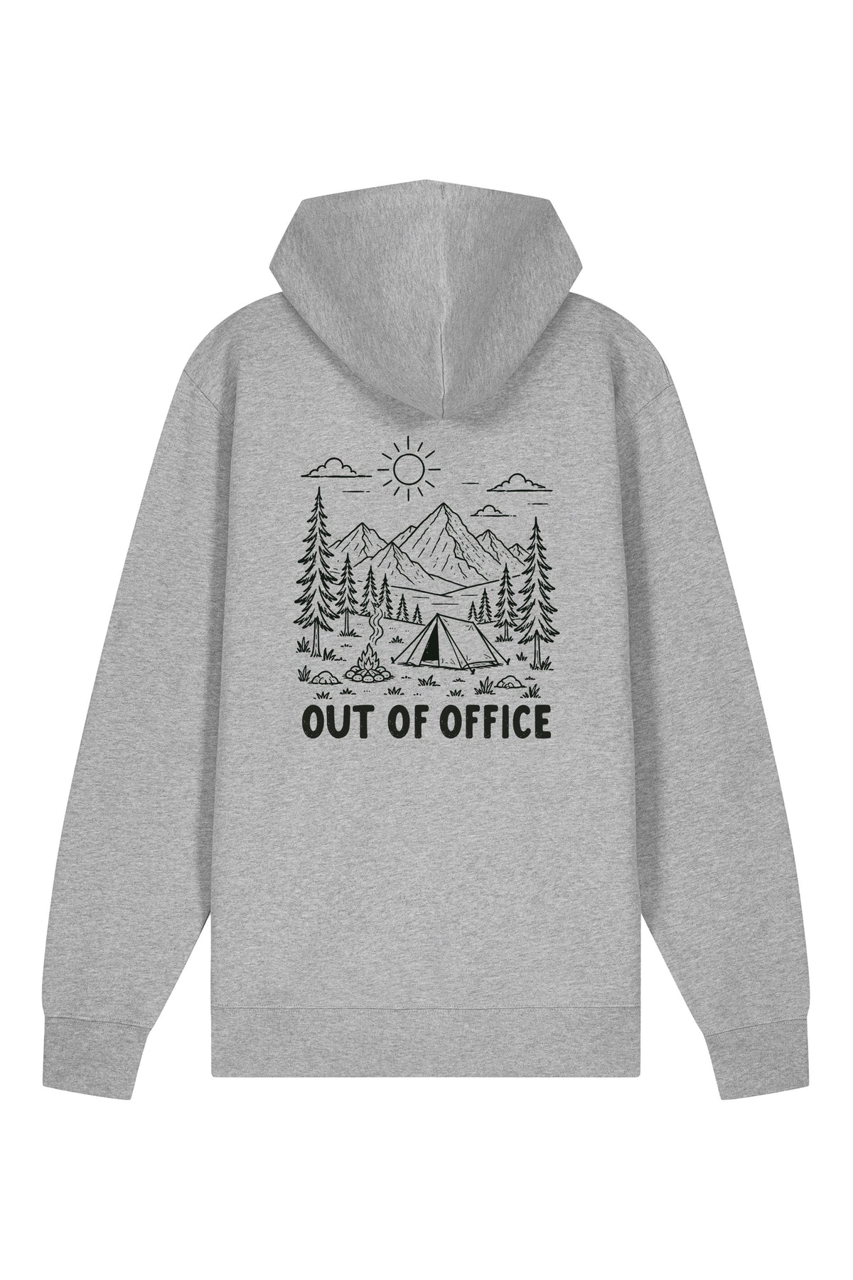 Hanorac premium cu fermoar Korin, print Out of office, Heather Grey - spate
