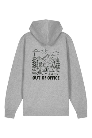Hanorac premium cu fermoar Korin, print Out of office, Heather Grey - spate