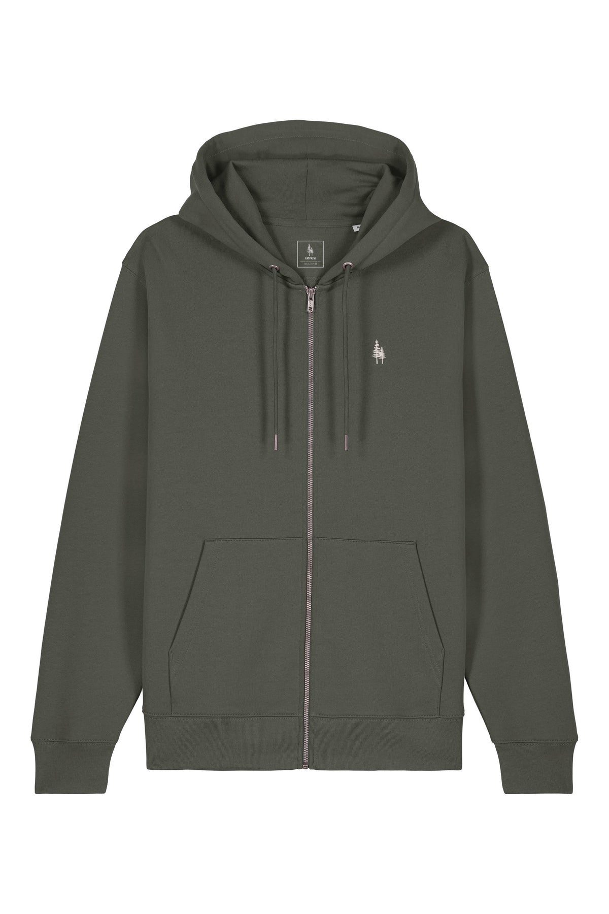 Hanorac premium cu fermoar Korin, Logo Brodat – Khaki – față