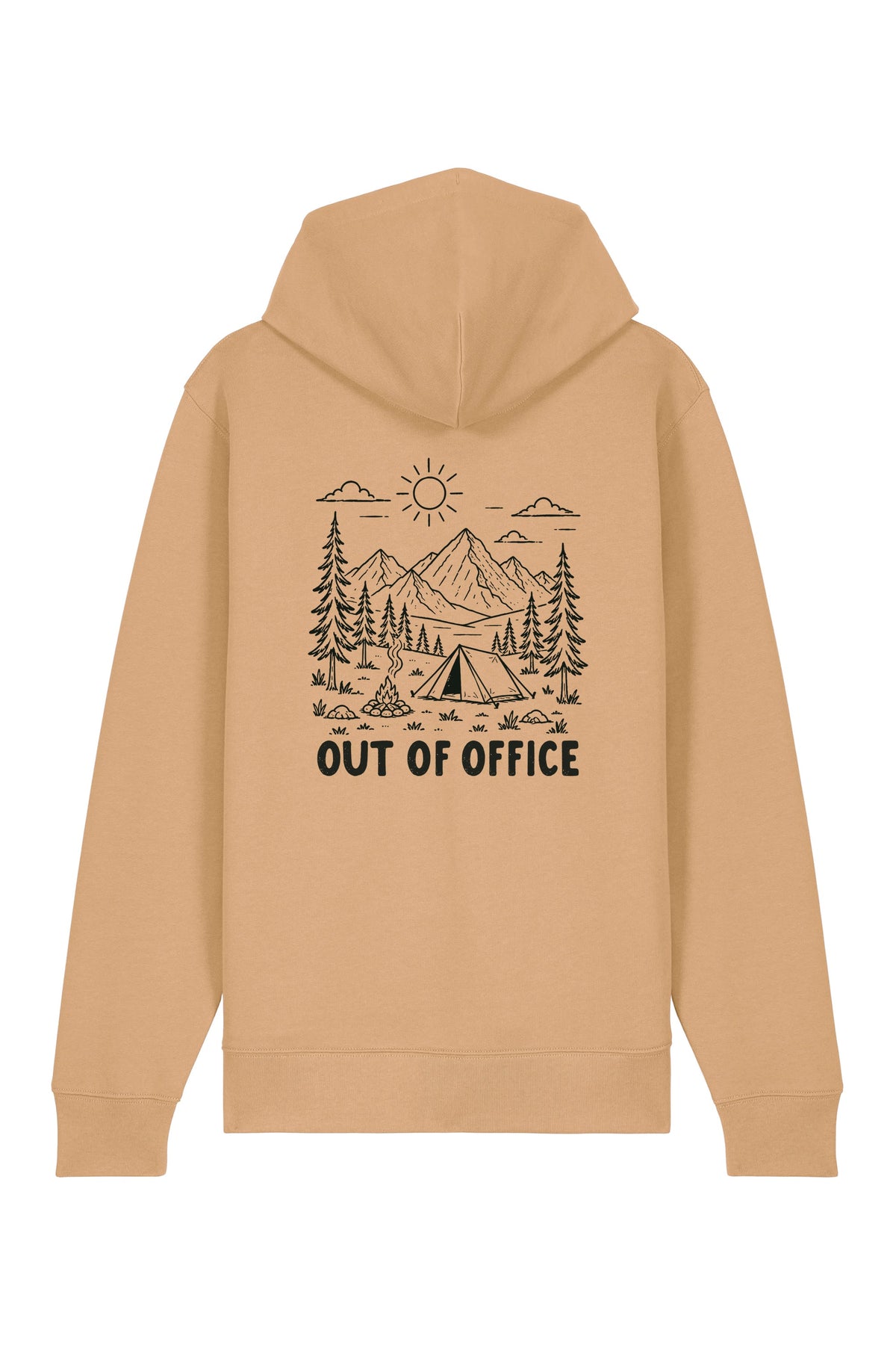 Hanorac premium cu fermoar Korin, print Out of office, Latte - spate