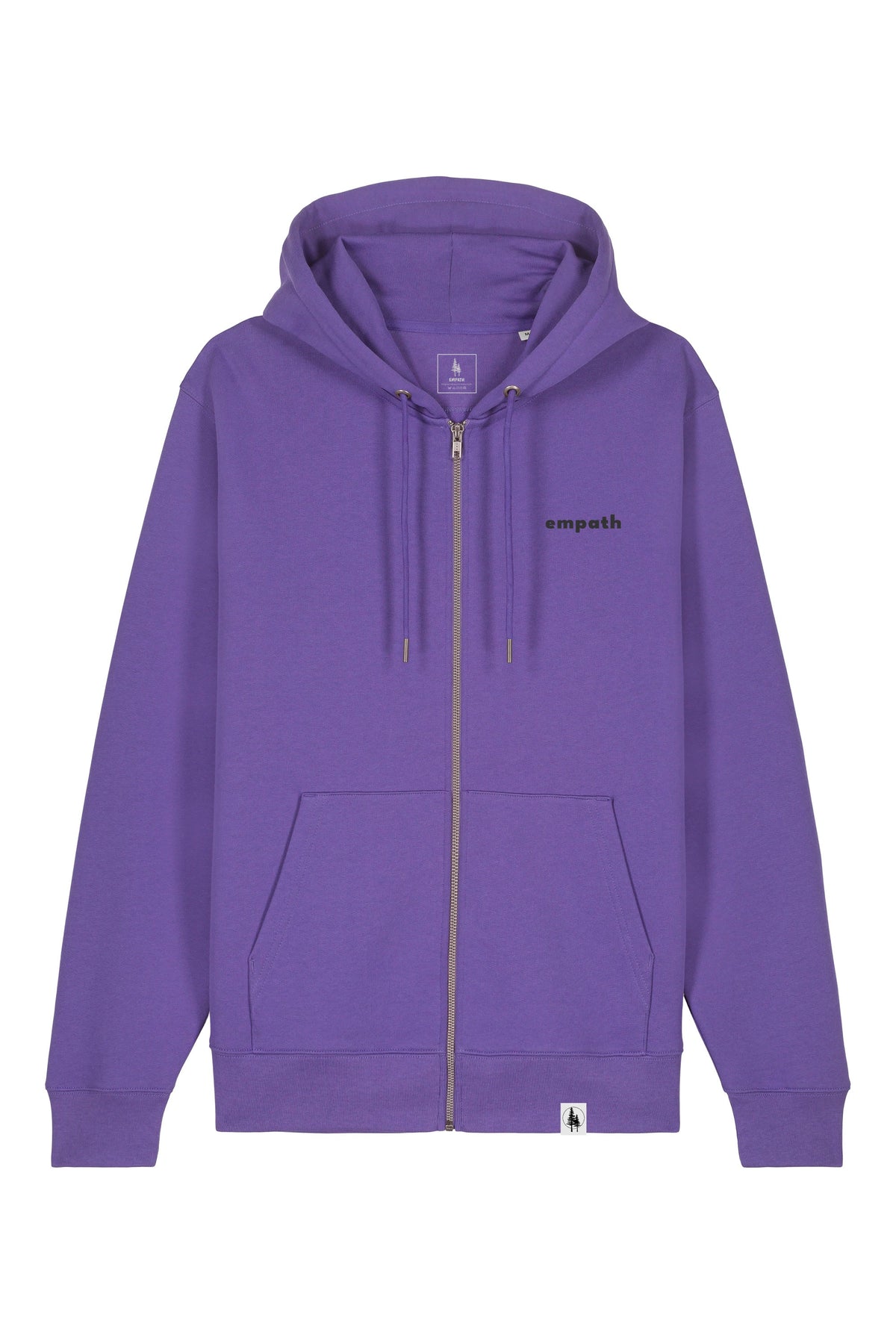 Hanorac premium cu fermoar Korin, print Not all those who wander are lost, Purple Love - față