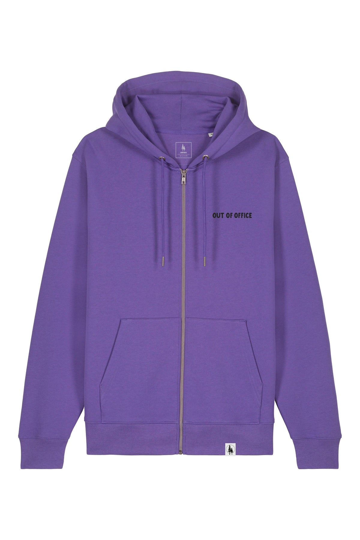 Hanorac premium cu fermoar Korin, print Out of office, Purple Love - față
