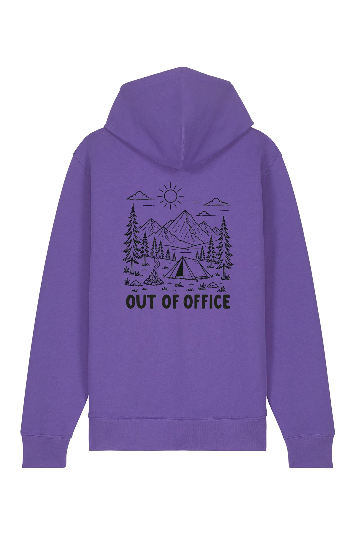 Hanorac premium cu fermoar Korin, print Out of office, Purple Love - spate