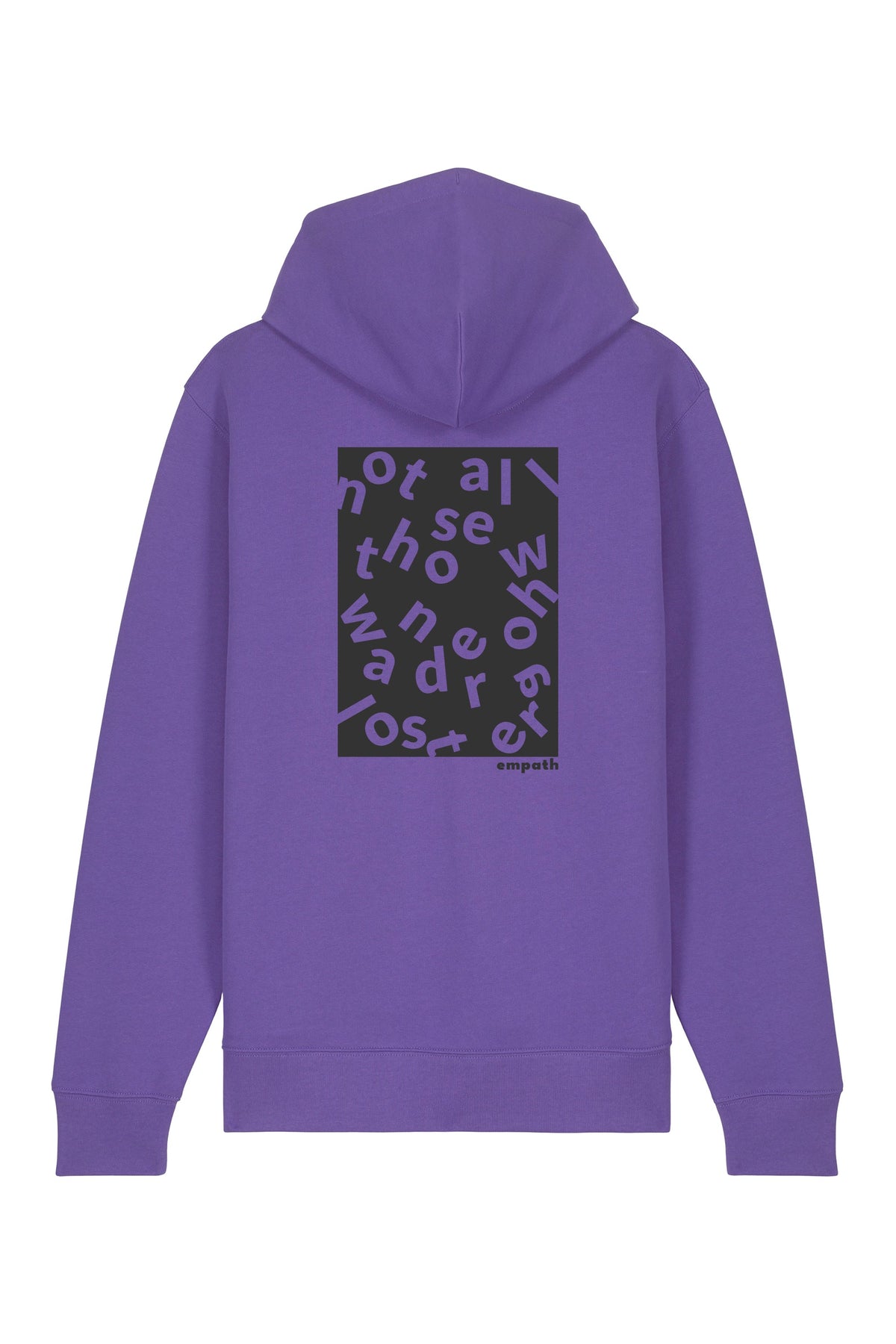Hanorac premium cu fermoar Korin, print Not all those who wander are lost, Purple Love - spate