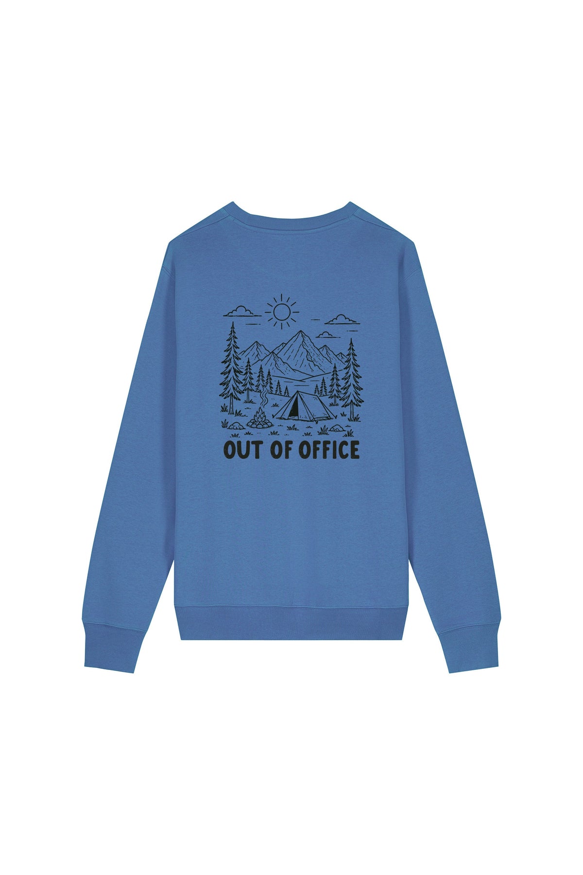 Bluza unisex subtire Mato, print Out of office, Bright Blue - spate