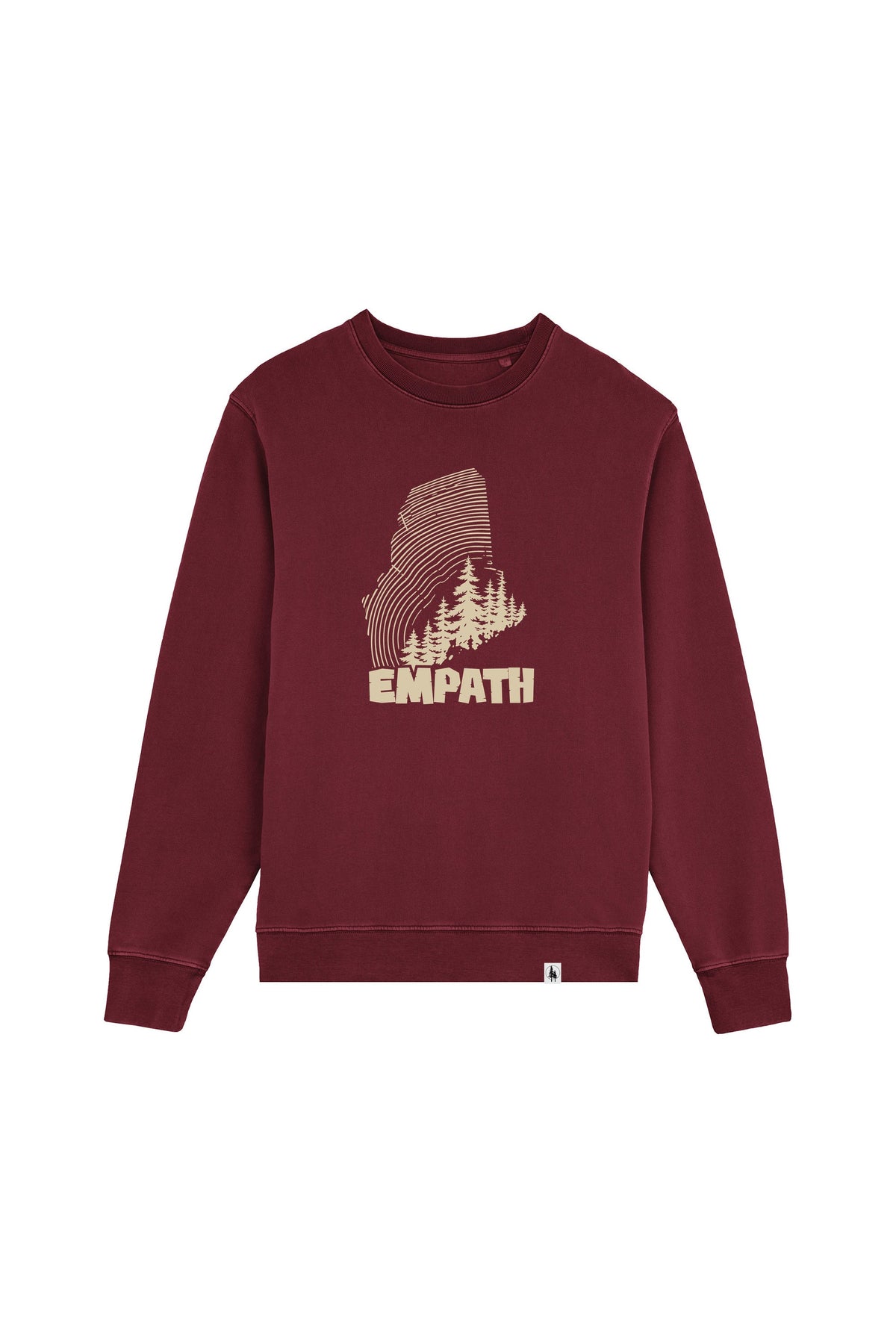 Bluza unisex subtire Mato, print Wood, Burgundy - față