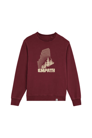 Bluza unisex subtire Mato, print Wood, Burgundy - față