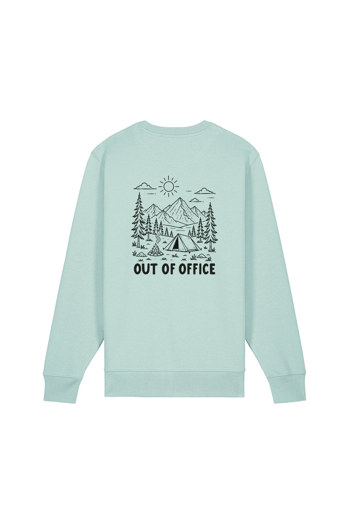 Bluza unisex subtire Mato, print Out of office, Caribbean Blue - spate
