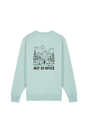 Bluza unisex subtire Mato, print Out of office, Caribbean Blue - spate