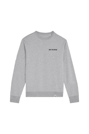 Bluza unisex subtire Mato, print Out of office, Heather Grey - față