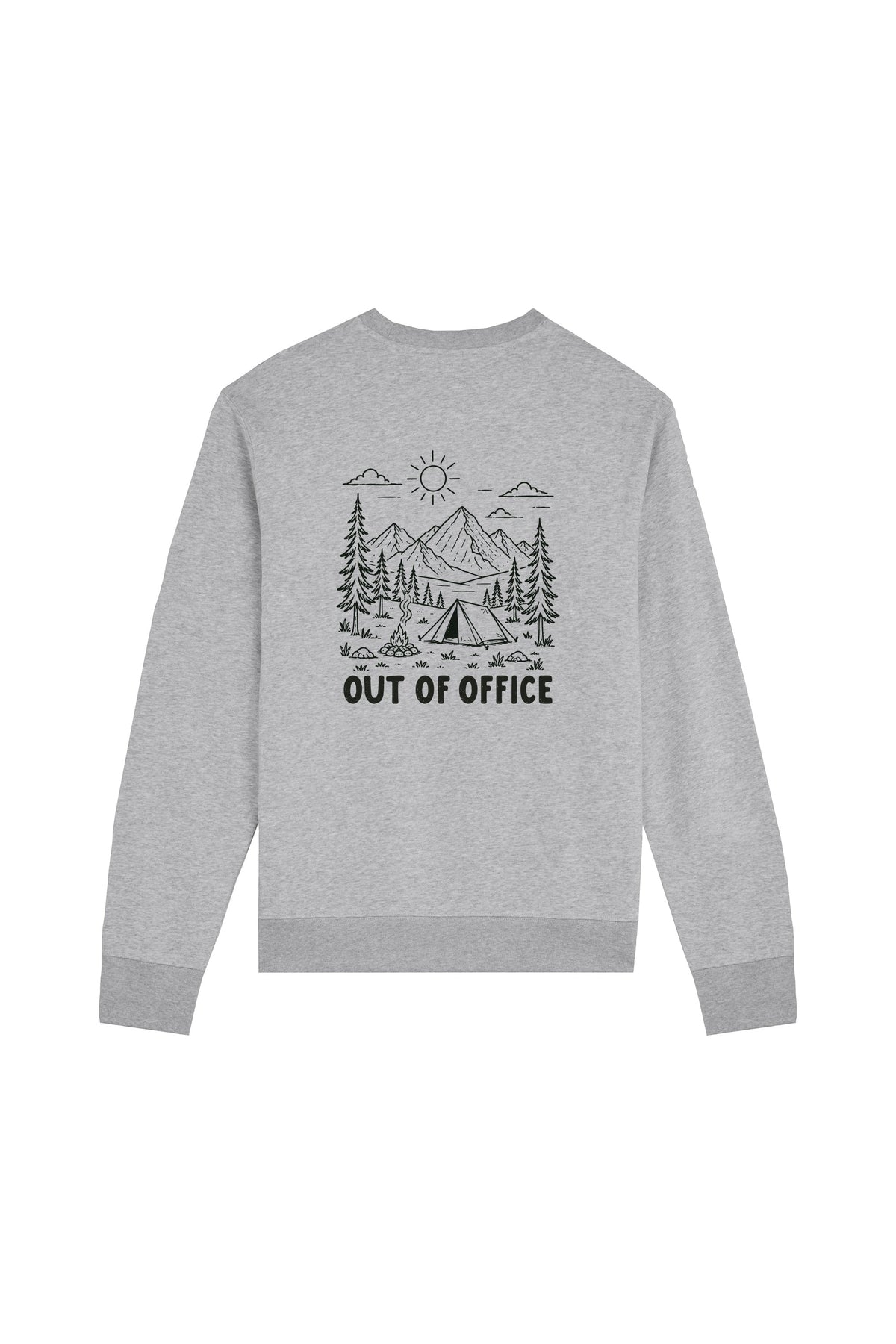 Bluza unisex subtire Mato, print Out of office, Heather Grey - spate