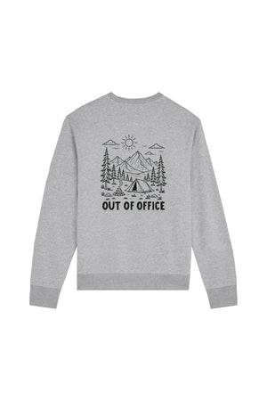 Bluza unisex subtire Mato, print Out of office, Heather Grey - spate