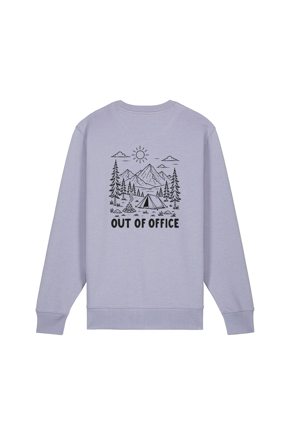 Bluza unisex subtire Mato, print Out of office, Lavender - spate