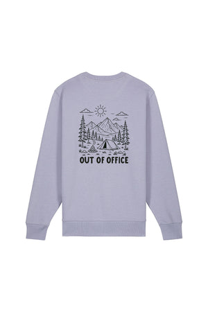 Bluza unisex subtire Mato, print Out of office, Lavender - spate