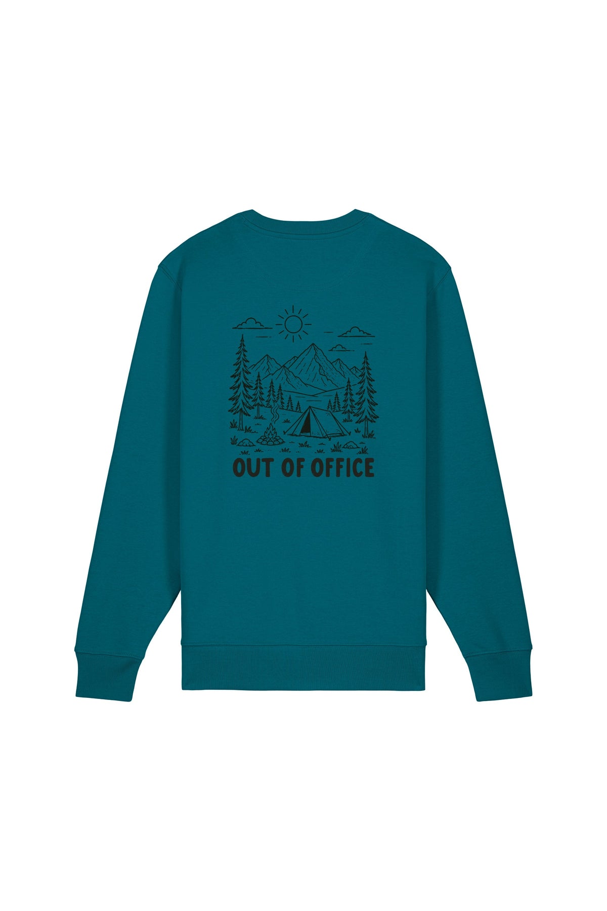 Bluza unisex subtire Mato, print Out of office, Ocean Depth - spate