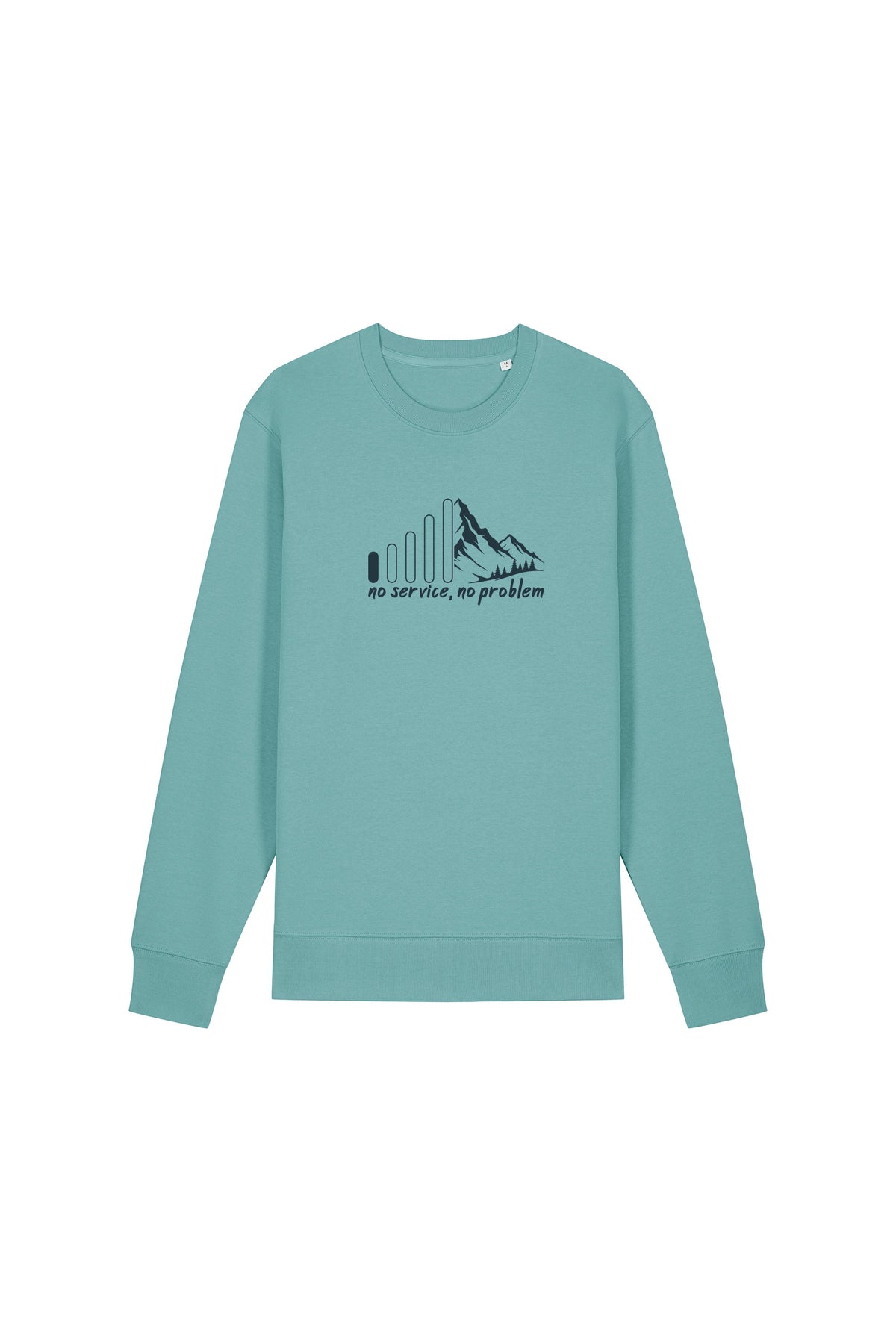 Bluza unisex subtire Mato, print No service, Teal Monstera - față