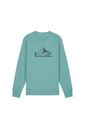 Bluza unisex subtire Mato, print No service, Teal Monstera - față