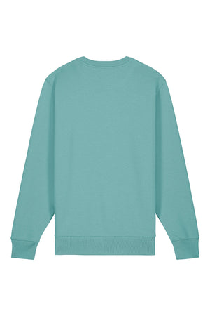 Bluza unisex subtire Mato, print No service, Teal Monstera - spate