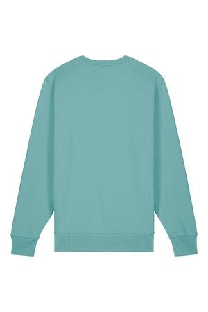 Bluza unisex subtire Mato, print Logo Empath – Teal Monstera – spate