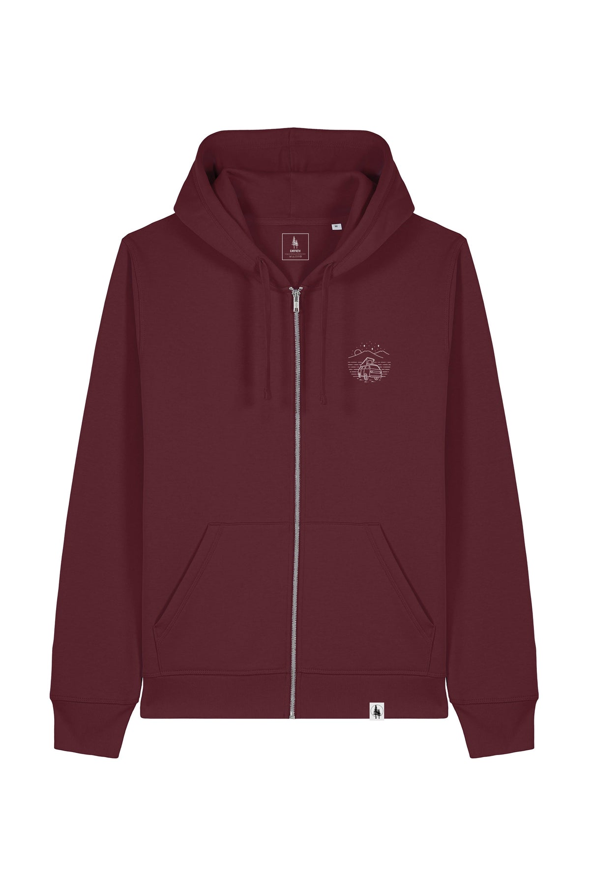 Hanorac unisex cu fermoar Mixo, print Van, Burgundy - față