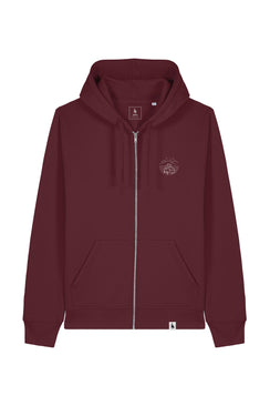Hanorac unisex cu fermoar Mixo, print Van, Burgundy - față