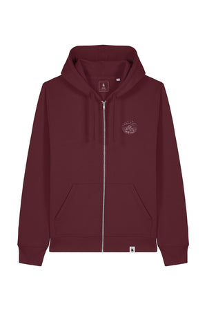 Hanorac unisex cu fermoar Mixo, print Van, Burgundy - față