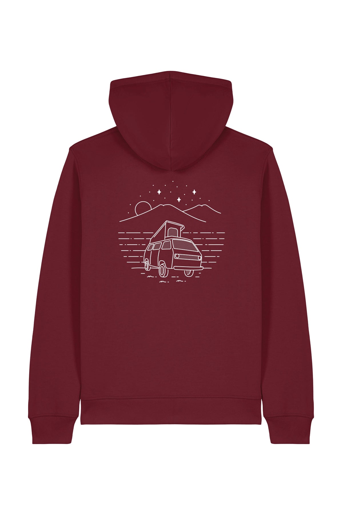 Hanorac unisex cu fermoar Mixo, print Van, Burgundy - spate