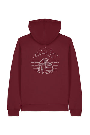 Hanorac unisex cu fermoar Mixo, print Van, Burgundy - spate